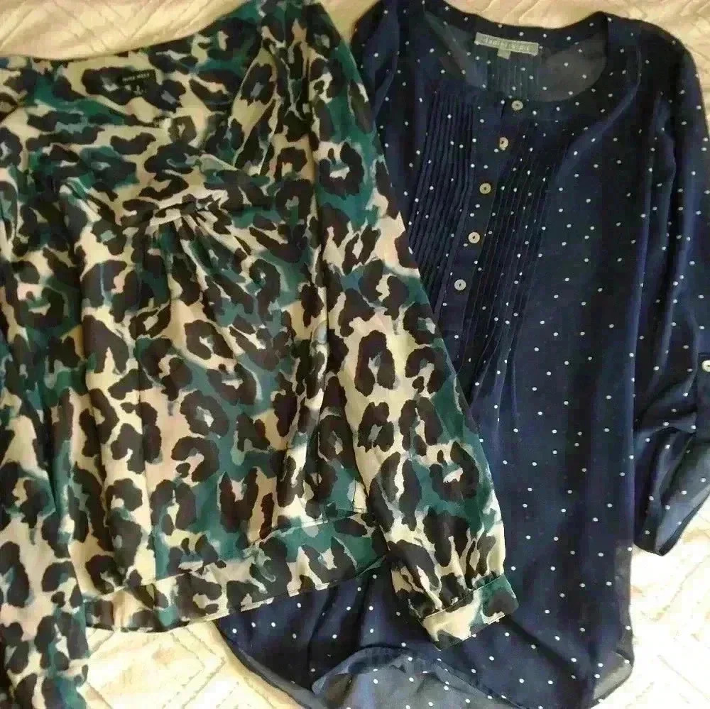 Blouse Bundle, Daniel Rainn XS Navy White Polka Dot Blouse, Nine West Small
